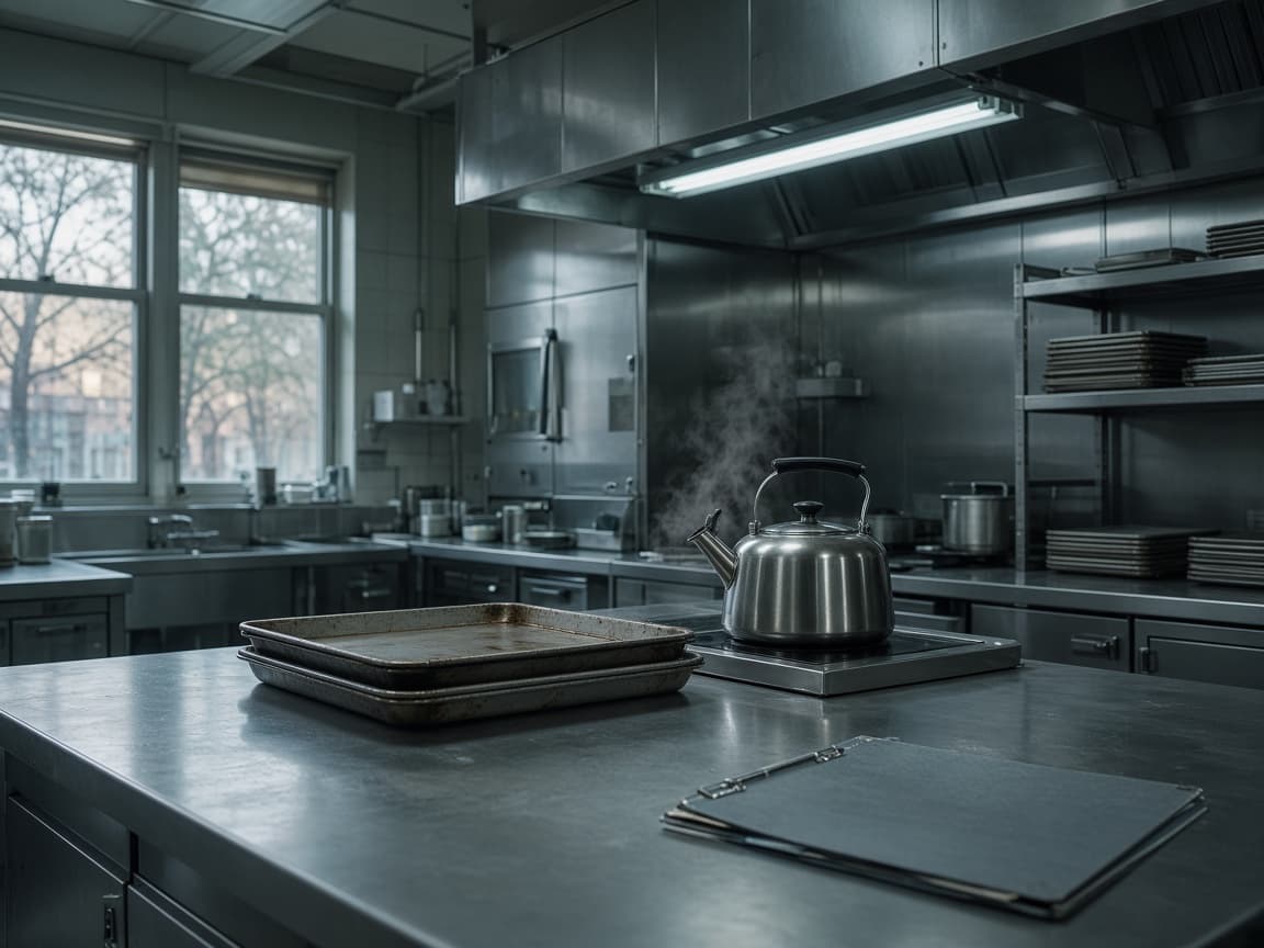 A commercial kitchen before service