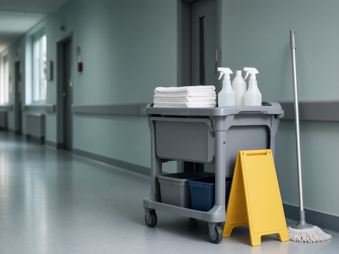 An EVS cart in a quiet corridor